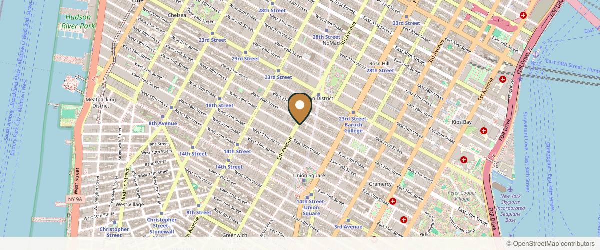 Map showing the exact location of SKINNEY Medspa at 125 5th Ave Fl 2, New York, NY 10003, USA