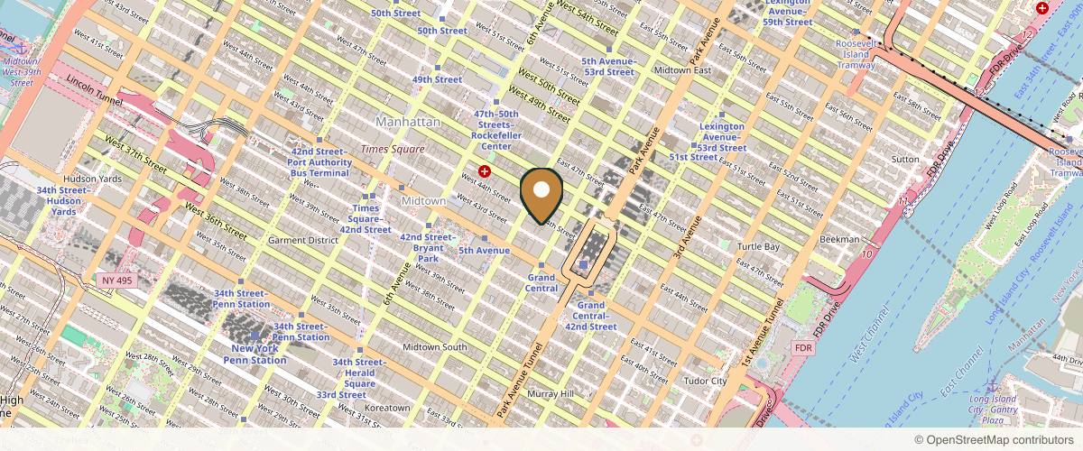 Map showing the exact location of Skinova Medspa at 12 E 44th St 8th Fl, New York, NY 10087, USA