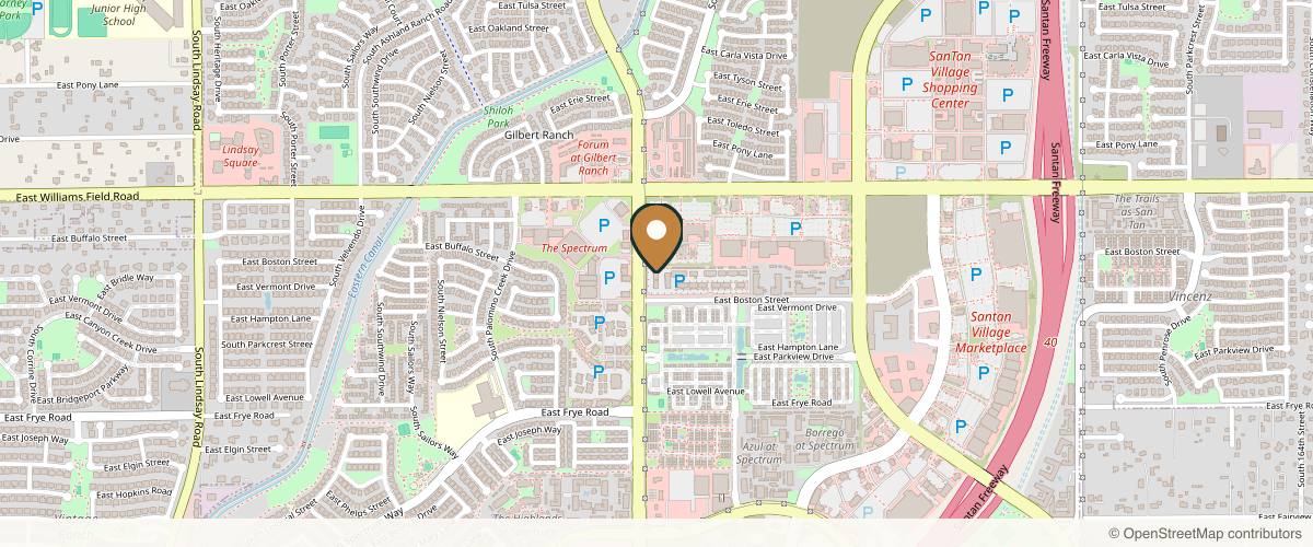 Map showing the exact location of SKINovative at 2557 S Val Vista Dr Ste 101, Gilbert, AZ 85295, USA
