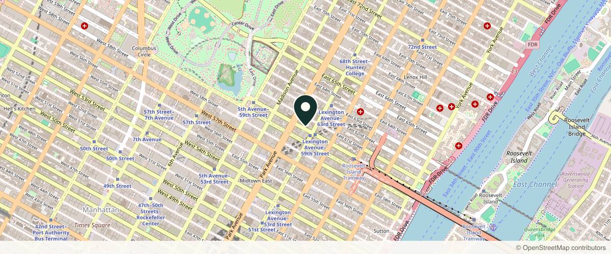 Map showing the exact location of SkinProvement Dermatology New York at 121 E 60th St Ste 8AB, New York, NY 10022