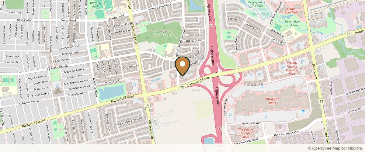 Map showing the exact location of Skinprovement Medi Spa & Laser Clinic at 3590 Rutherford Rd #6, Vaughan, ON L4H 3T8, Canada