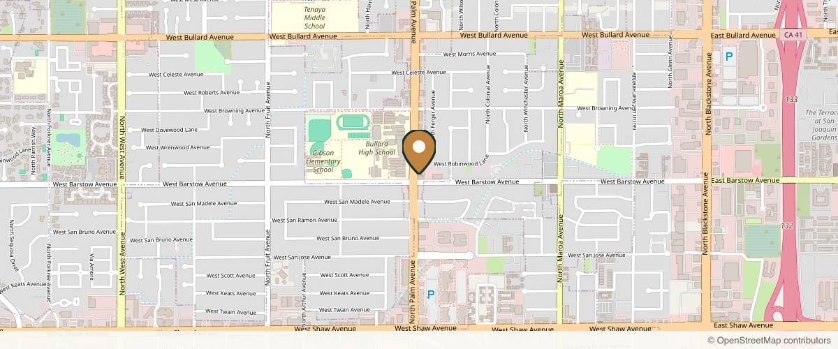 Map showing the exact location of Skin.Restored Medical Spa at 5424 N Palm Ave Ste 101-B, Fresno, CA 93704, USA