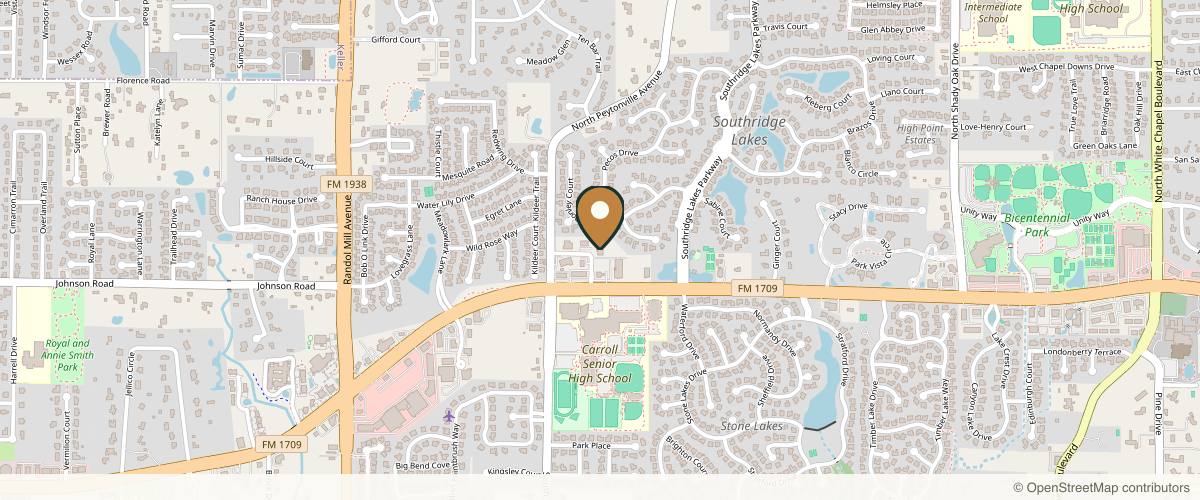 Map showing the exact location of SkinRX Clinical Spa at 1480 Corporate Cir Ste 160, Southlake, TX 76092, USA