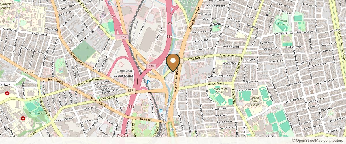 Map showing the exact location of Skinsational Laser and Liposculpture Center by Dr. Luciano at 1 Randall Square Ste 405, Providence, RI 02904, USA
