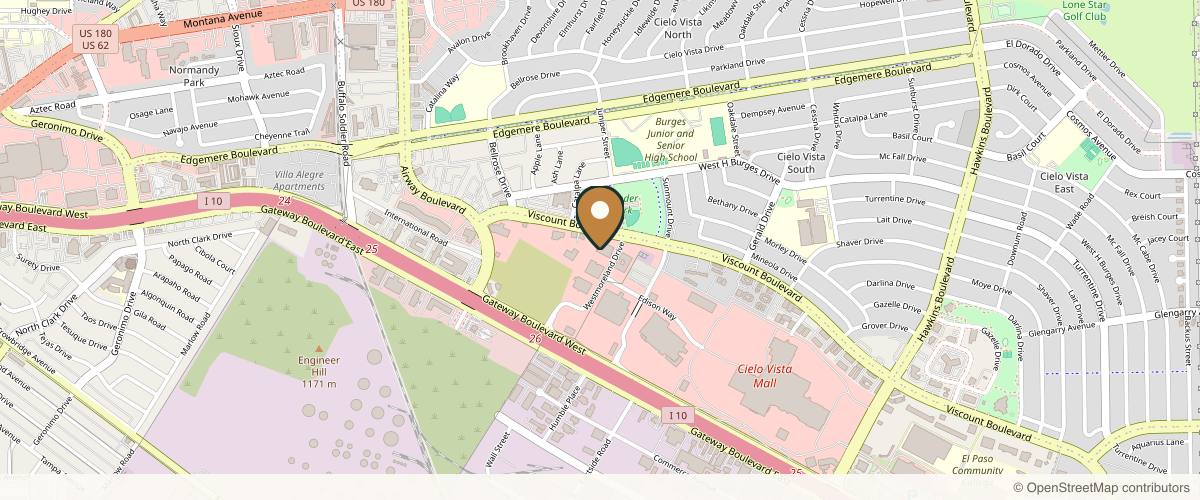Map showing the exact location of SkinSational MedSpa at 7400 Viscount Blvd Ste 115, El Paso, TX 79925, USA