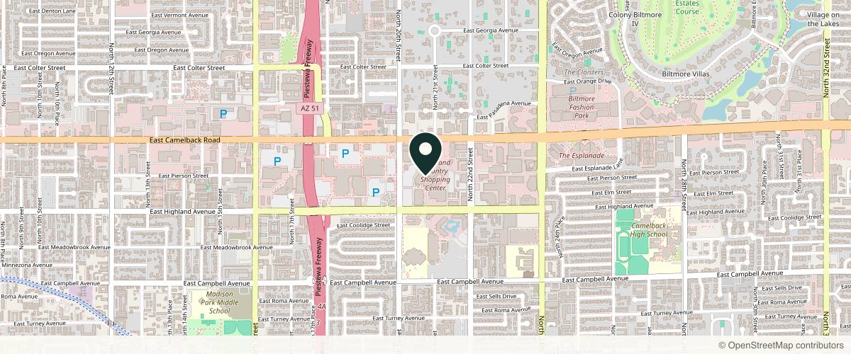 Map showing the exact location of SkinSpirit Biltmore - Phoenix at 4859 N 20th St Ste B26, Phoenix, AZ 85016, USA