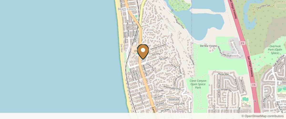 Map showing the exact location of SkinSpirit Del Mar at 1555 Camino Del Mar, Del Mar, CA 92014, USA