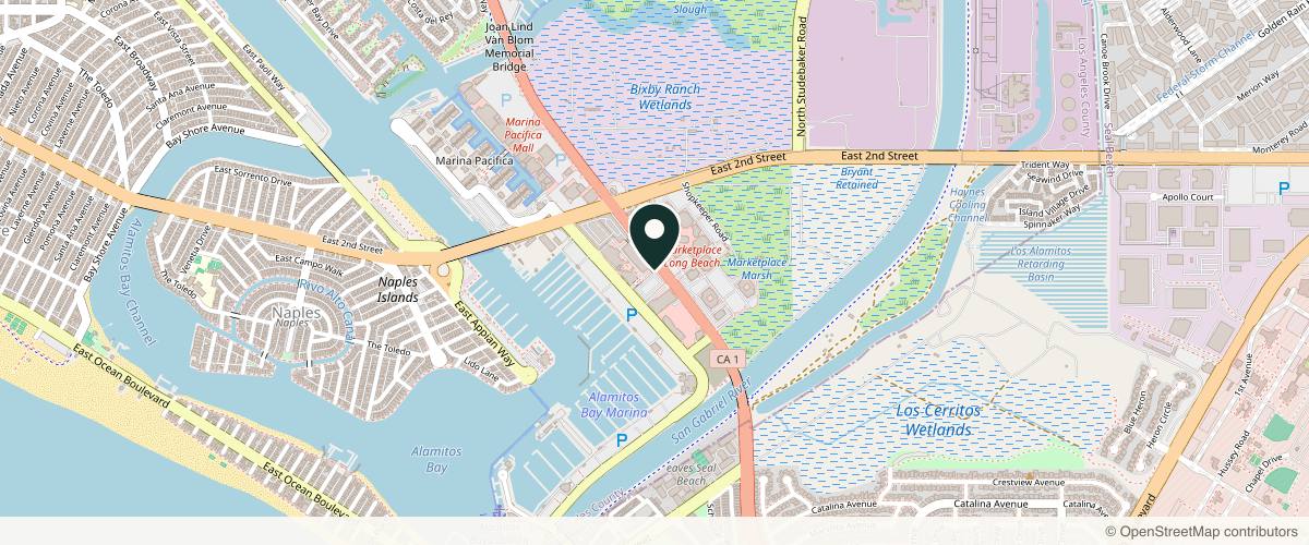 Map showing the exact location of SkinSpirit Long Beach at 2nd &PCH at 6460 Pacific Coast Hwy, Long Beach, CA 90803, USA