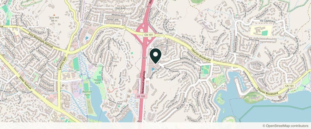 Map showing the exact location of SkinSpirit Mill Valley at 800 Redwood Hwy Ste 610, Mill Valley, CA 94941, USA
