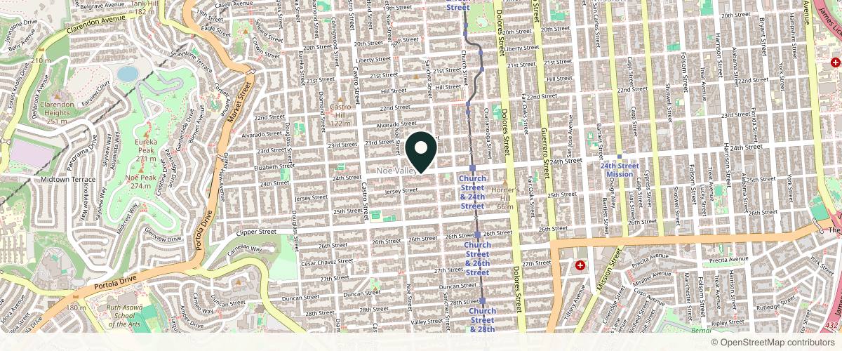 Map showing the exact location of SkinSpirit Noe Valley at 3939 24th St, San Francisco, CA 94114, USA