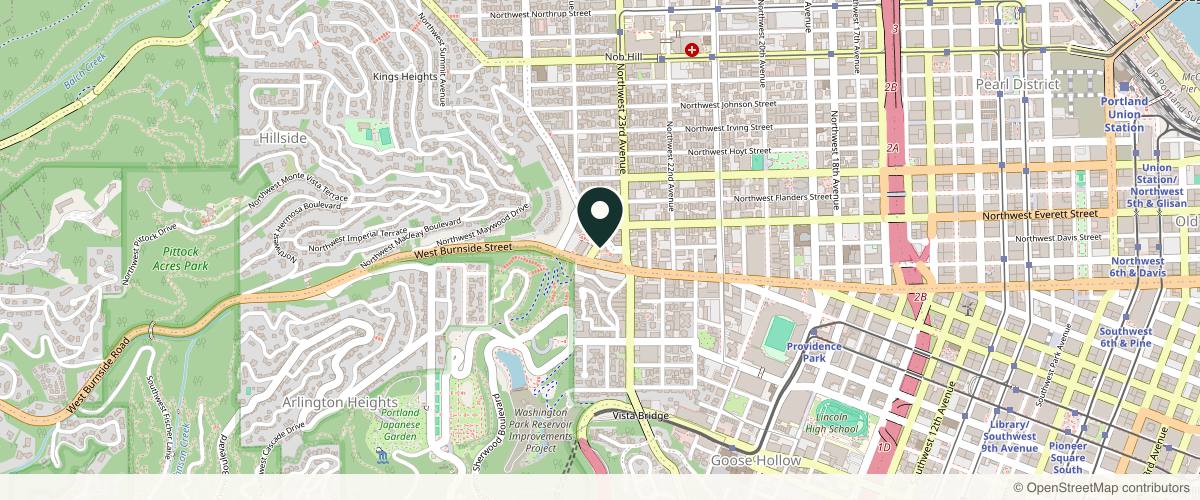 Map showing the exact location of SkinSpirit Portland at 26 NW 23rd Pl, Portland, OR 97210, USA