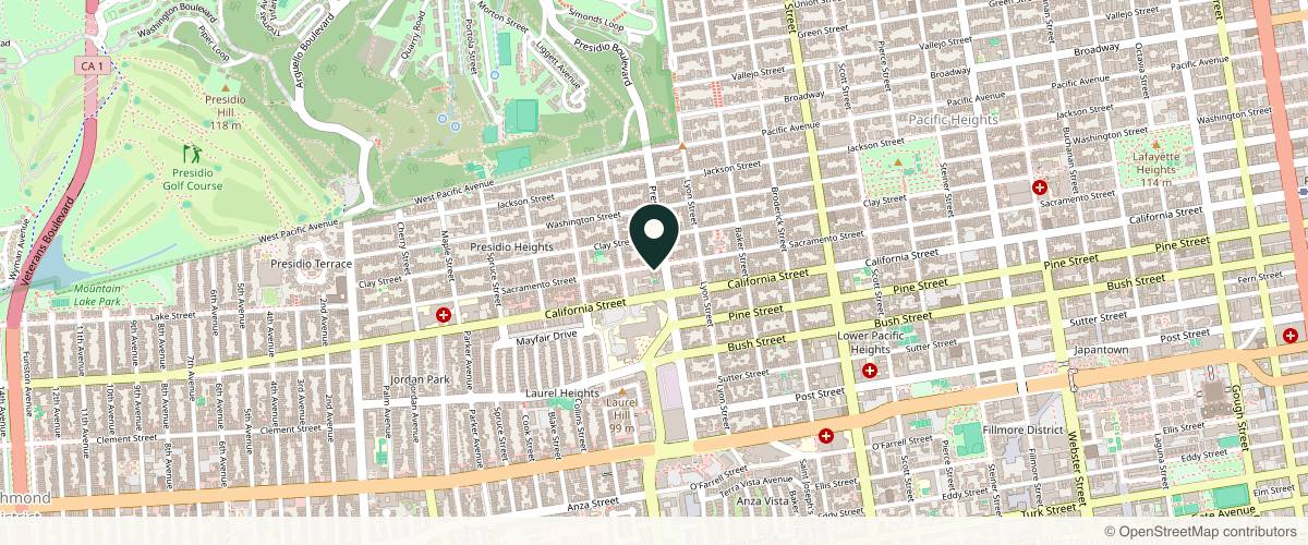 Map showing the exact location of SkinSpirit Presidio Heights at 3325 Sacramento St, San Francisco, CA 94118, USA