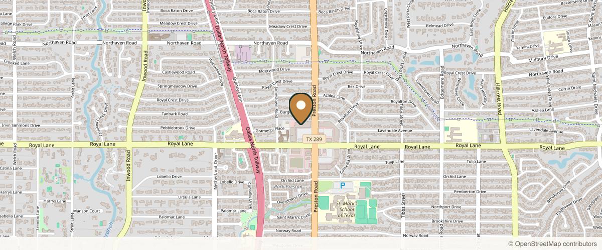 Map showing the exact location of SkinSpirit Preston Royal - Dallas at 5959 Royal Ln #530, Dallas, TX 75230, USA