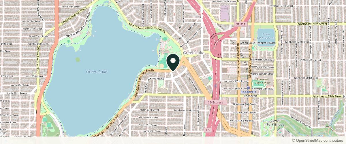 Map showing the exact location of SkinSpirit Seattle - Green Lake at 6850 East Green Lake Way N Ste 101, Seattle, WA 98115, USA