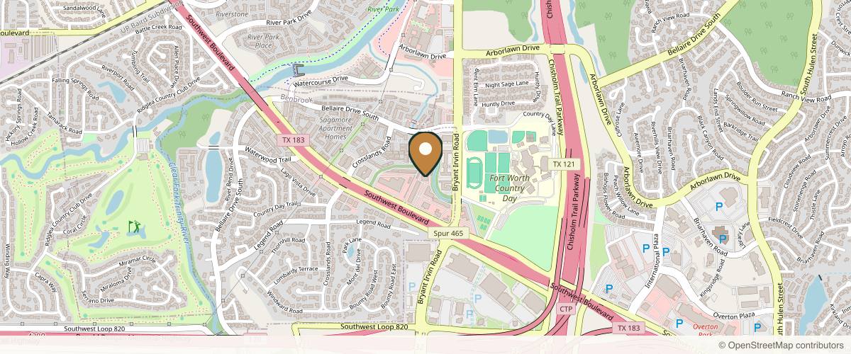 Map showing the exact location of SKINTECH SPA - Fort Worth at 6100 Southwest Blvd #100, Fort Worth, TX 76109, USA
