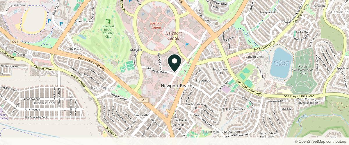 Map showing the exact location of SKINWISE NEWPORT BEACH at 280 Newport Center Dr #205, Newport Beach, CA 92660, USA