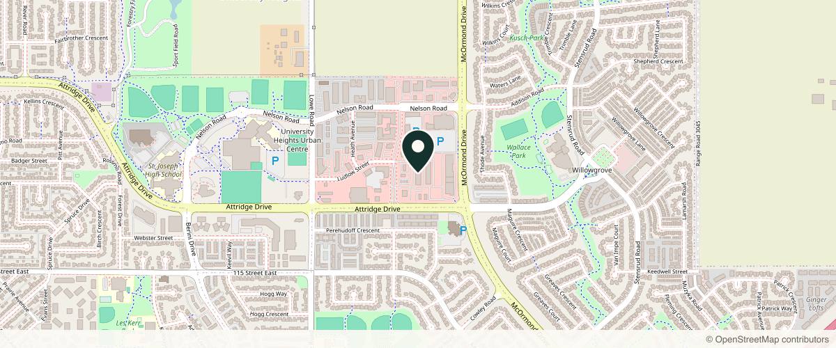 Map showing the exact location of SKN Med Spa at 1824 McOrmond Dr #130, Saskatoon, SK S7S 0A5, Canada