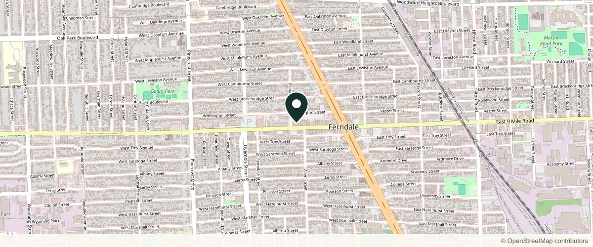 Map showing the exact location of SKN Medical Spa at 320 W Nine Mile Rd A, Ferndale, MI 48220, USA