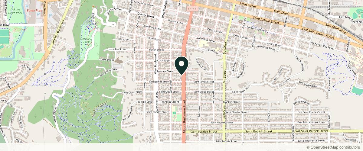 Map showing the exact location of Skyntique by Amelia at 13-13 Mt Rushmore Rd, Rapid City, SD 57701, USA
