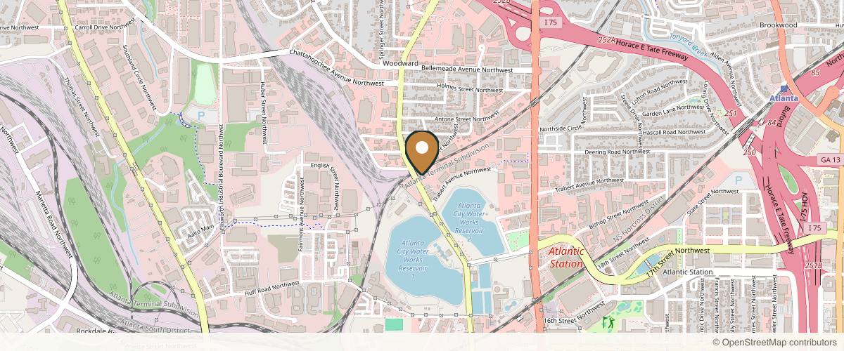 Map showing the exact location of SLM Medspa at 1465 Howell Ml Rd Ste 200A, Atlanta, GA 30318, USA