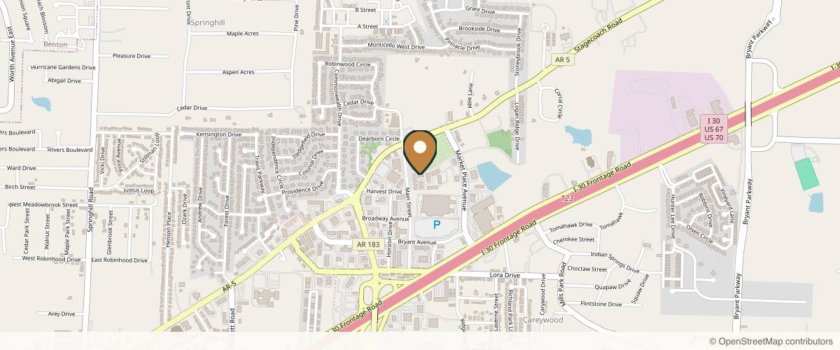 Map showing the exact location of Sloan Aesthetics + Wellness at 107 Progress Wy Ste 501, Bryant, AR 72022, USA