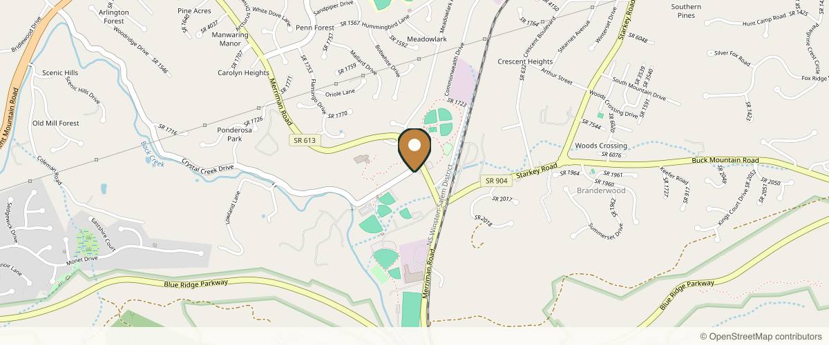 Map showing the exact location of Small Town Skin Esthetics and Wellness at 6405 Merriman Rd Ste 201, Roanoke, VA 24018, USA
