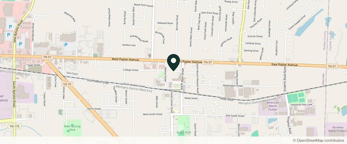 Map showing the exact location of Smiley Aesthetics Medical Spa – Botox & Weight Loss Clinic Collierville at 153 N Main St Ste 102, Collierville, TN 38017, USA