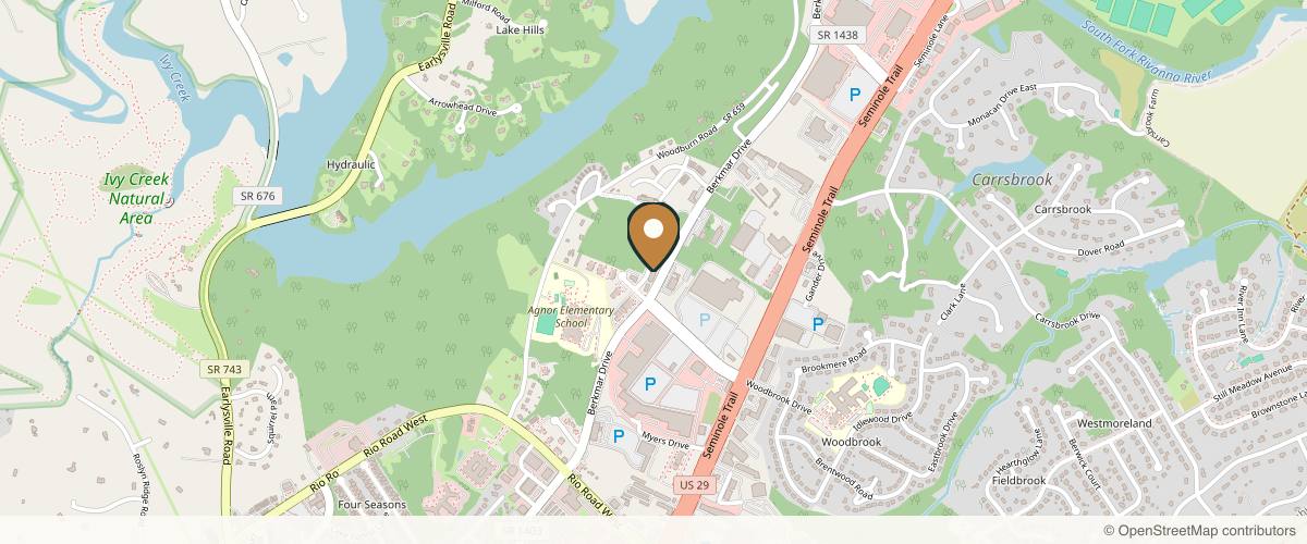Map showing the exact location of Smooth Skin Laser at 2015 Woodbrook Ct Ste a, Charlottesville, VA 22901, USA