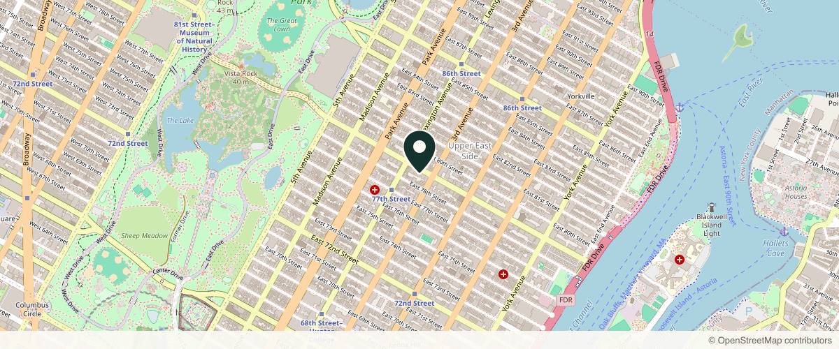 Map showing the exact location of Smooth Synergy Medical Spa & Laser Center at 180 E 79th St APT 1C, New York, NY 10075, USA