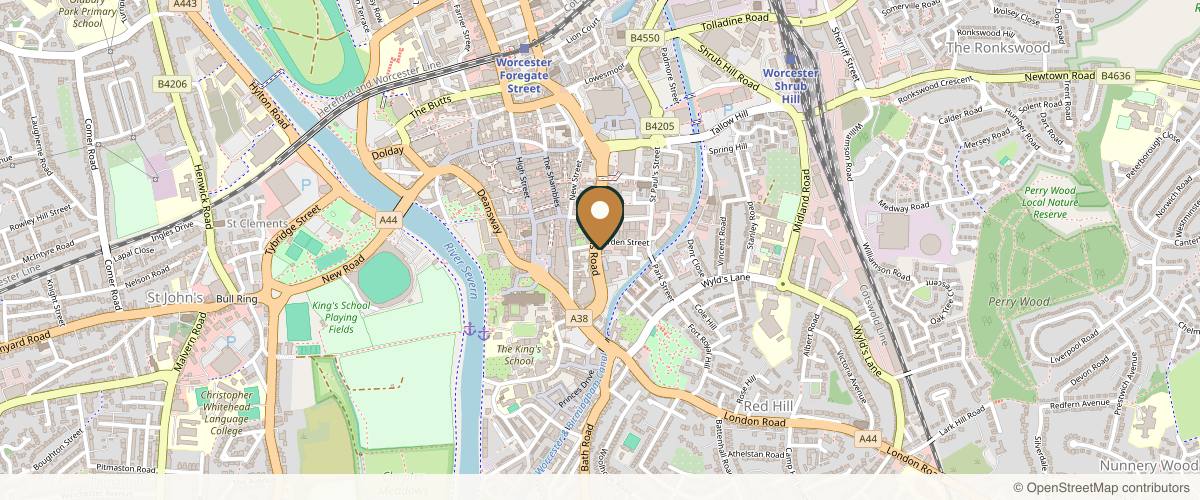 Map showing the exact location of SO Aesthetics Clinic Worcester at 2, Tannery Mews Carden Street, Worcester WR1 2AT, UK