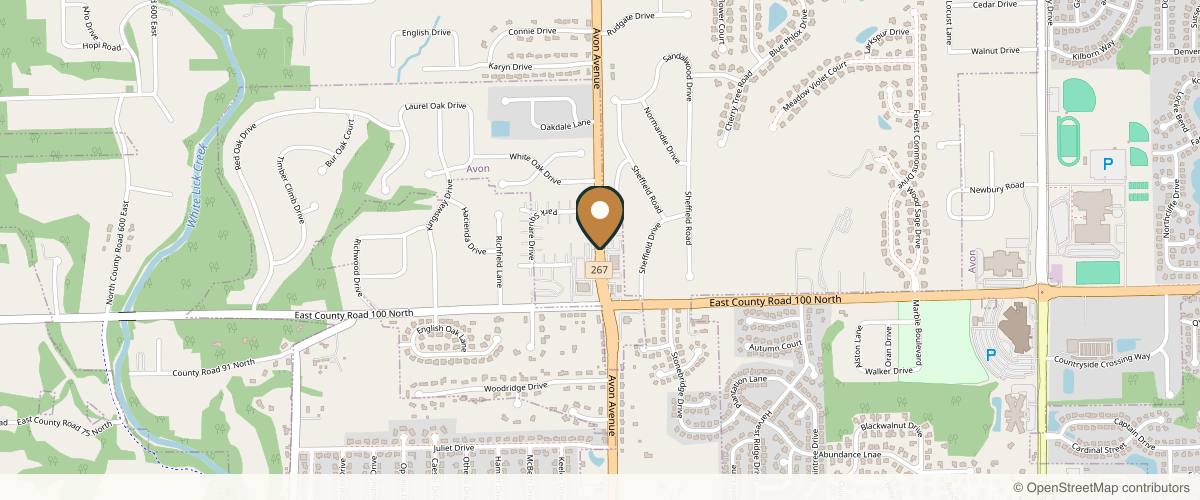 Map showing the exact location of Social Aesthetics Indy at 1122 N Avon Ave, Avon, IN 46123, USA