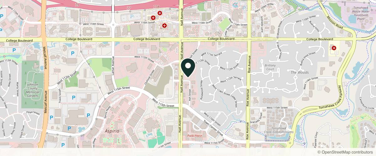 Map showing the exact location of SOKO Aesthetics & Wellness at 11237 Nall Ave Ste 120, Leawood, KS 66211, USA