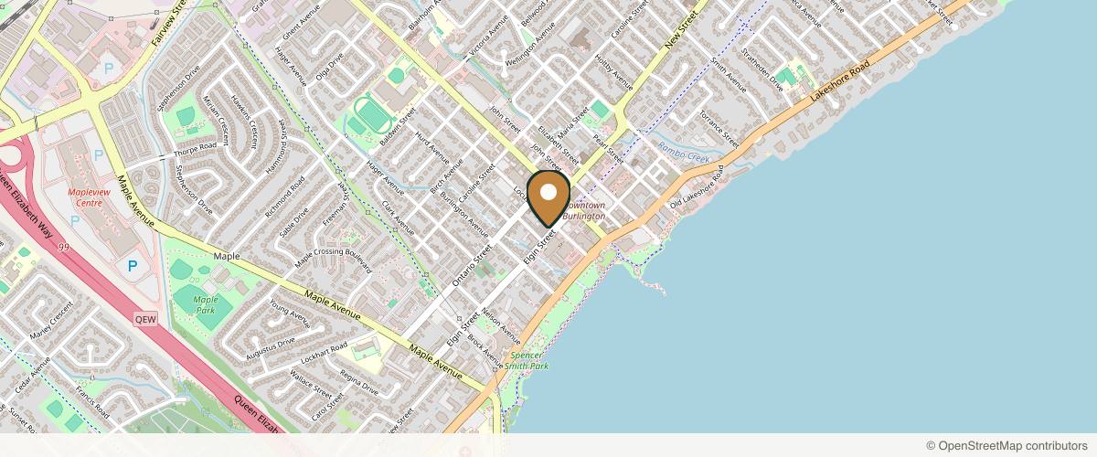 Map showing the exact location of SOL Skin Esthetics Spa - Burlington at 1441 Elgin St Unit 118 - 120, Burlington, ON L7S 1E6, Canada