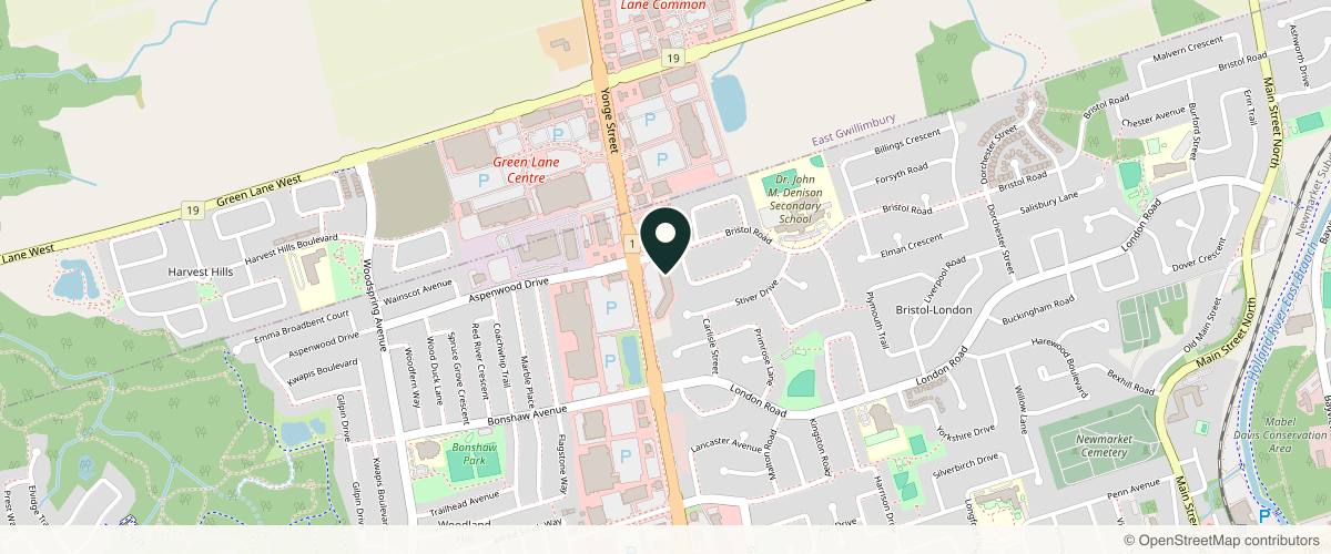 Map showing the exact location of SOL Skin Esthetics Spa - Newmarket at 18025 Yonge St Unit 7, Newmarket, ON L3Y 8C9, Canada