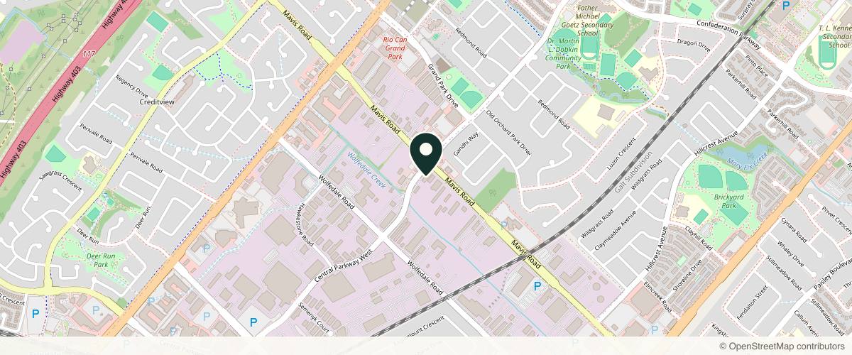 Map showing the exact location of SOL Skin Esthetics Spa - Square One at 3466 Mavis Rd Unit 3, Mississauga, ON L5C 1T8, Canada