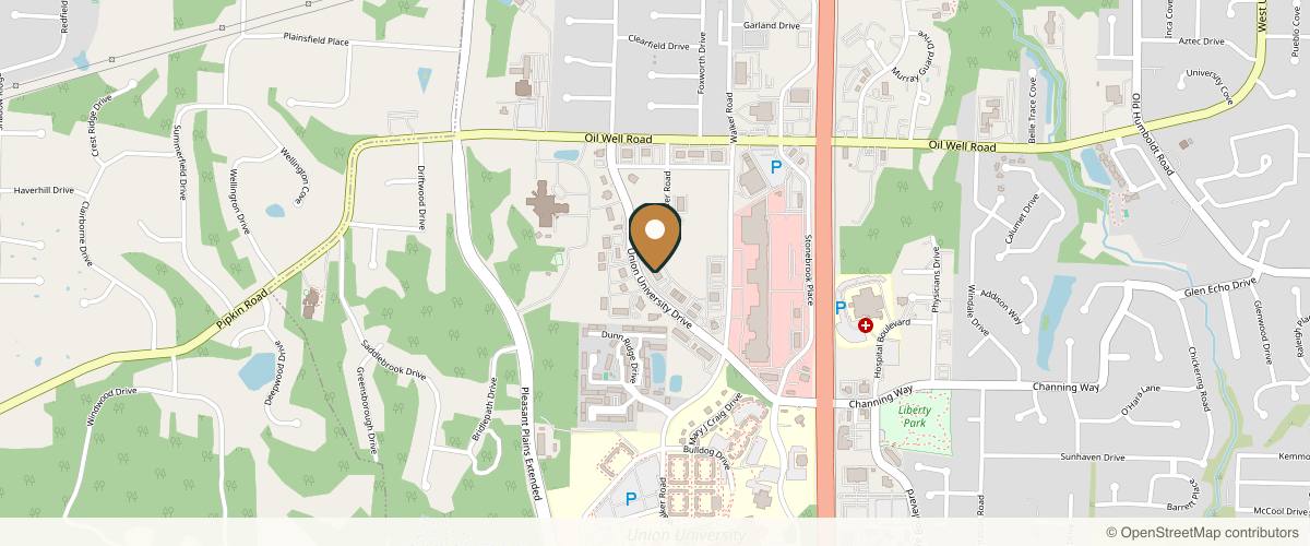 Map showing the exact location of Solace Skin & Laser at 1363 Union University Dr F, Jackson, TN 38305, USA