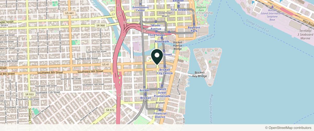 Map showing the exact location of Solea Brickell Spa at 701 S Miami Ave, Miami, FL 33131, USA