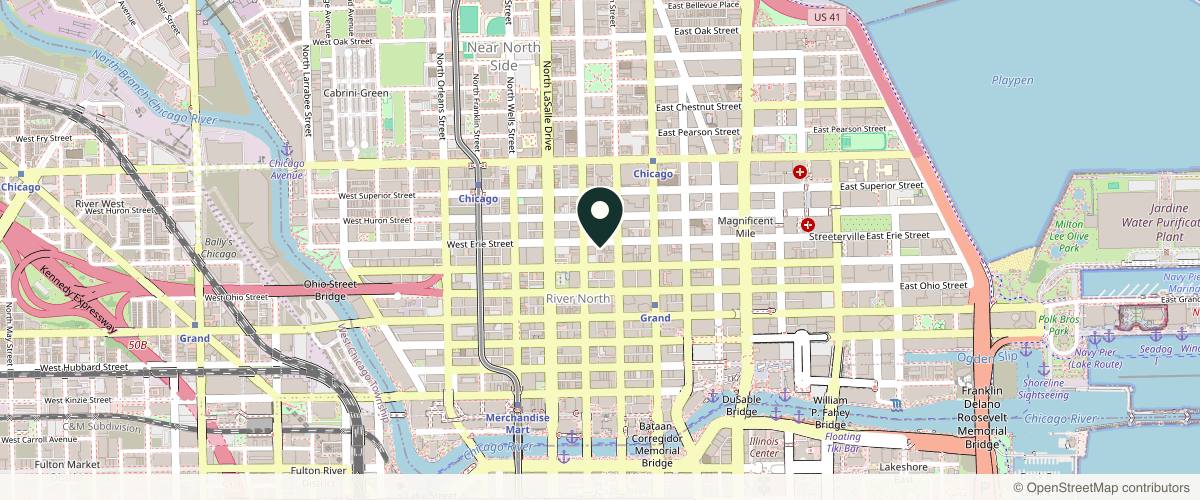 Map showing the exact location of Solve Med Spa Chicago at 61 W Erie St, Chicago, IL 60654, USA