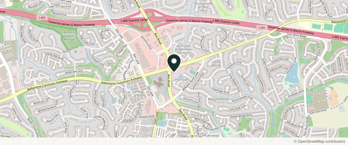 Map showing the exact location of Sona MedSpa of Charlotte - Ballantyne at 7825 Ballantyne Commons Pkwy Suite 300, Charlotte, NC 28277, USA