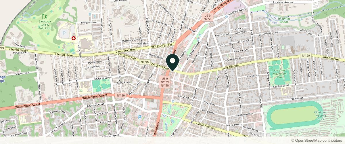 Map showing the exact location of Sophie K. Aesthetics at 10 Lake Ave, Saratoga Springs, NY 12866, USA