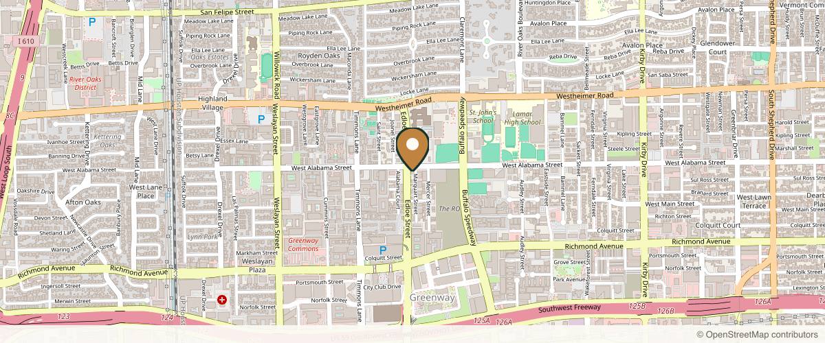Map showing the exact location of Sousan Med Spa at 3501 W Alabama St suit 100, Houston, TX 77027, USA