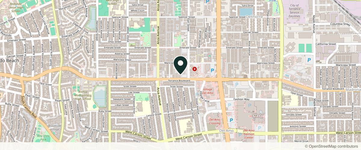 Map showing the exact location of South Bay Medical Weight Loss and Cosmetic Clinic at 4305 Torrance Blvd Ste 205, Torrance, CA 90503, USA