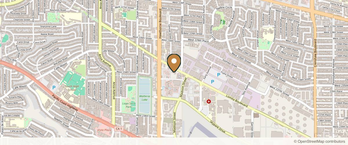 Map showing the exact location of South Bay Plastic Surgeons at 3640 Lomita Blvd #306, Torrance, CA 90505, USA
