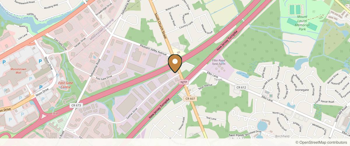 Map showing the exact location of South Jersey Skin Care and Laser Center at 101 Gaither Dr, Mt Laurel Township, NJ 08054, USA