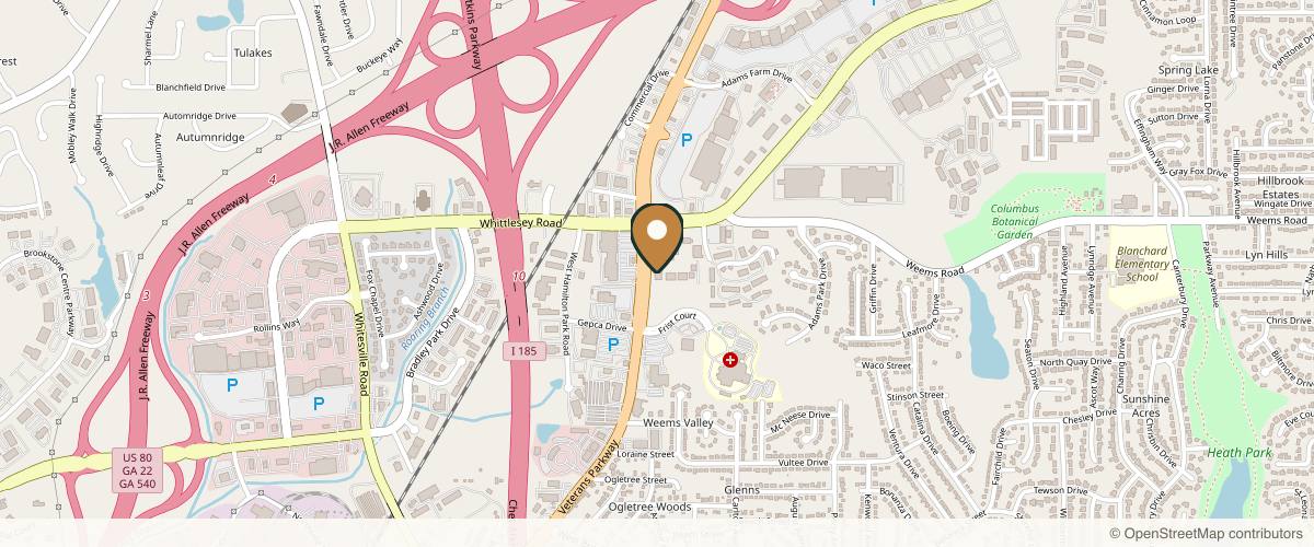Map showing the exact location of Southeast Regional Med Spa at 6298 Veterans Pkwy #10c, Columbus, GA 31909, USA