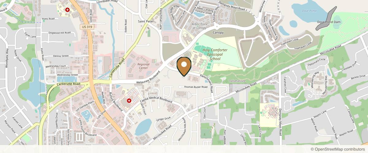 Map showing the exact location of Southeastern Dermatology at 2040 Fleischmann Rd, Tallahassee, FL 32308, USA