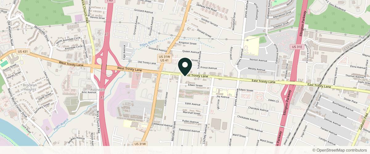 Map showing the exact location of Sovereignty Beauty & Wellness at 300 E Trinity Ln Ste 4, Nashville, TN 37207, USA