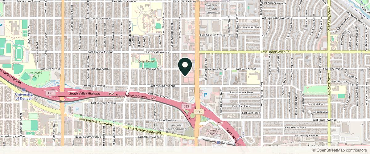 Map showing the exact location of Spa Bella Medispa at 1685 S Colorado Blvd, Denver, CO 80222, USA