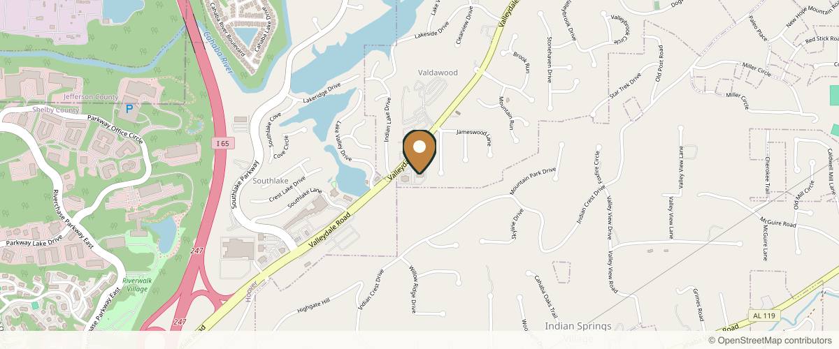Map showing the exact location of Spa Cahaba at 2279 Valleydale Rd Ste 102, Hoover, AL 35244, USA