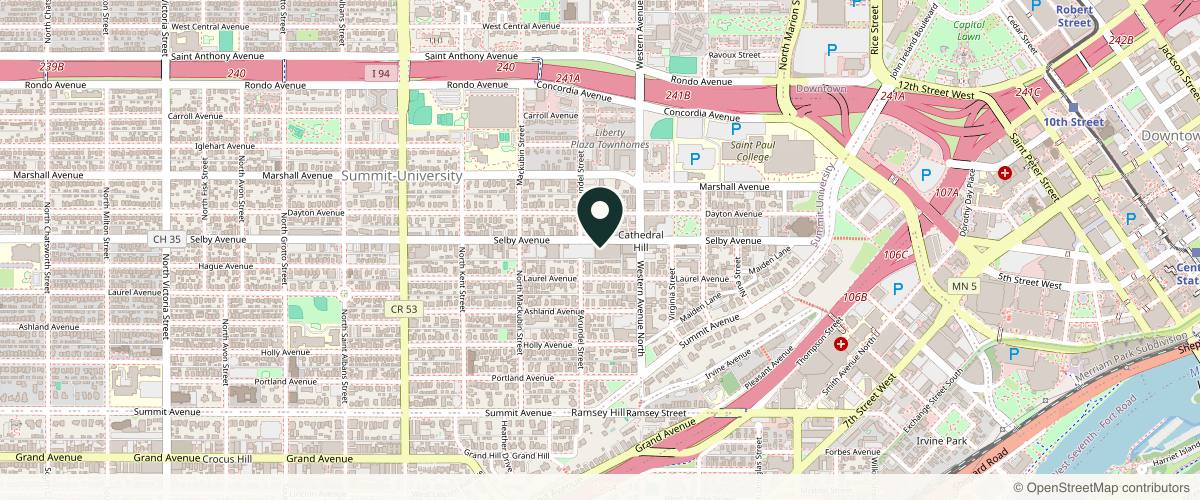 Map showing the exact location of Spa MD at 400 Selby Ave Ste T, St Paul, MN 55102, USA